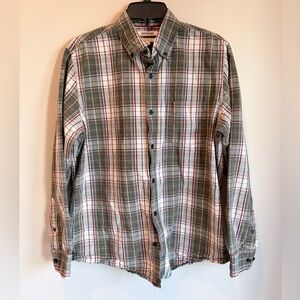Goodthreads Olive and White Plaid Button Down Shirt Size Medium